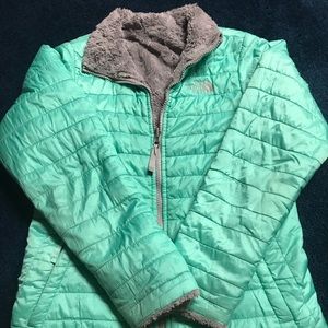 The north face jacket- mint and gray color